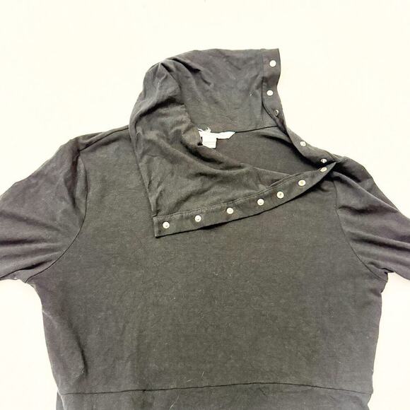 DVF Diane Von Furstenberg Turtle Snap Turtleneck Cotton Blend Dress Black Size L - Picture 6 of 8